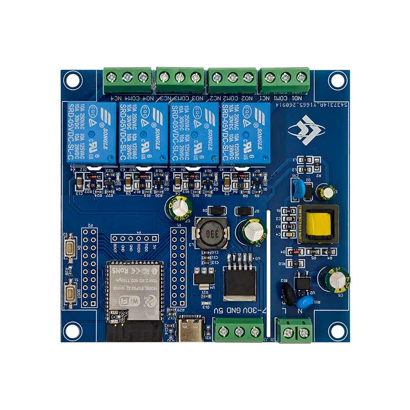 AC/DC供电 ESP32S3 WIFI蓝牙BLE四路继电器模块